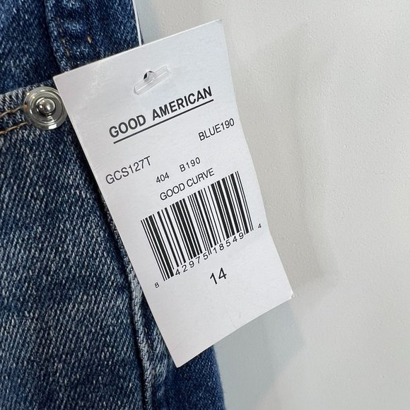 NWT Good American Good Curve Denim Jeans Flared Medium Wash Size 14/32 - Picture 8 of 11